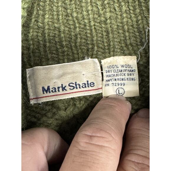 Vintage Mark Shale Large Wool Olive Green Autumn Fall Leaves AOP Sweater - Picture 2 of 10